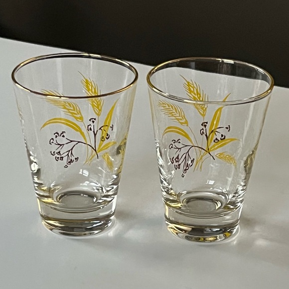 VTG 1950s Autumn Gold glasses Homer Laughlin for Century Service set/2, 4 oz - Picture 6 of 10